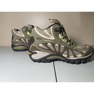 Merrell Siren Sport Gore-Tex Vibram Women’s Tan Green Hiking Shoes Sz 6.5 EUC